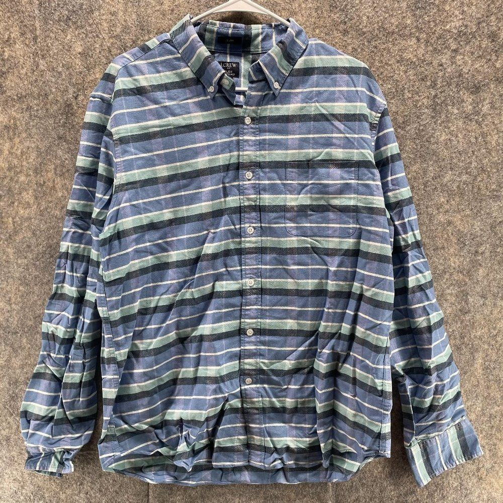 J Crew Shirt Men Large Adult Casual Blue Button Up Long Sleeve Outdoors Collared - Picture 1 of 11